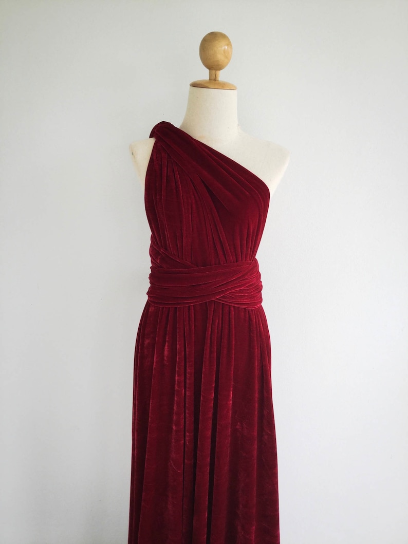 Plus Size Burgundy Velvet Dress Bridesmaid Dress Maxi infinity Dress Prom Dress Convertible Dress Wrap Dress