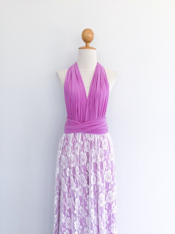 Purple Infinity Convertible Multiway Dress Handmade 1 Size 22-38 inch waist