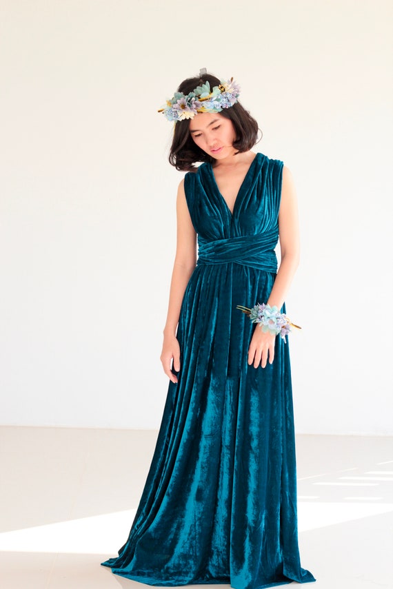 dark teal velvet dress