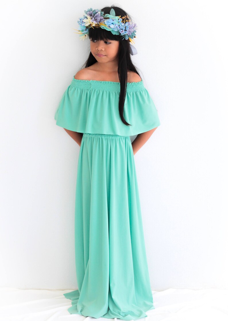 Sage Green Off The Shoulder Flower Girl Dress Flower Girl Etsy