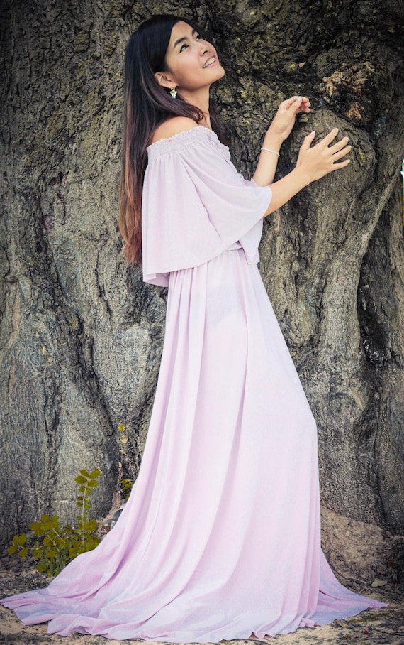 lilac maxi bridesmaid dress