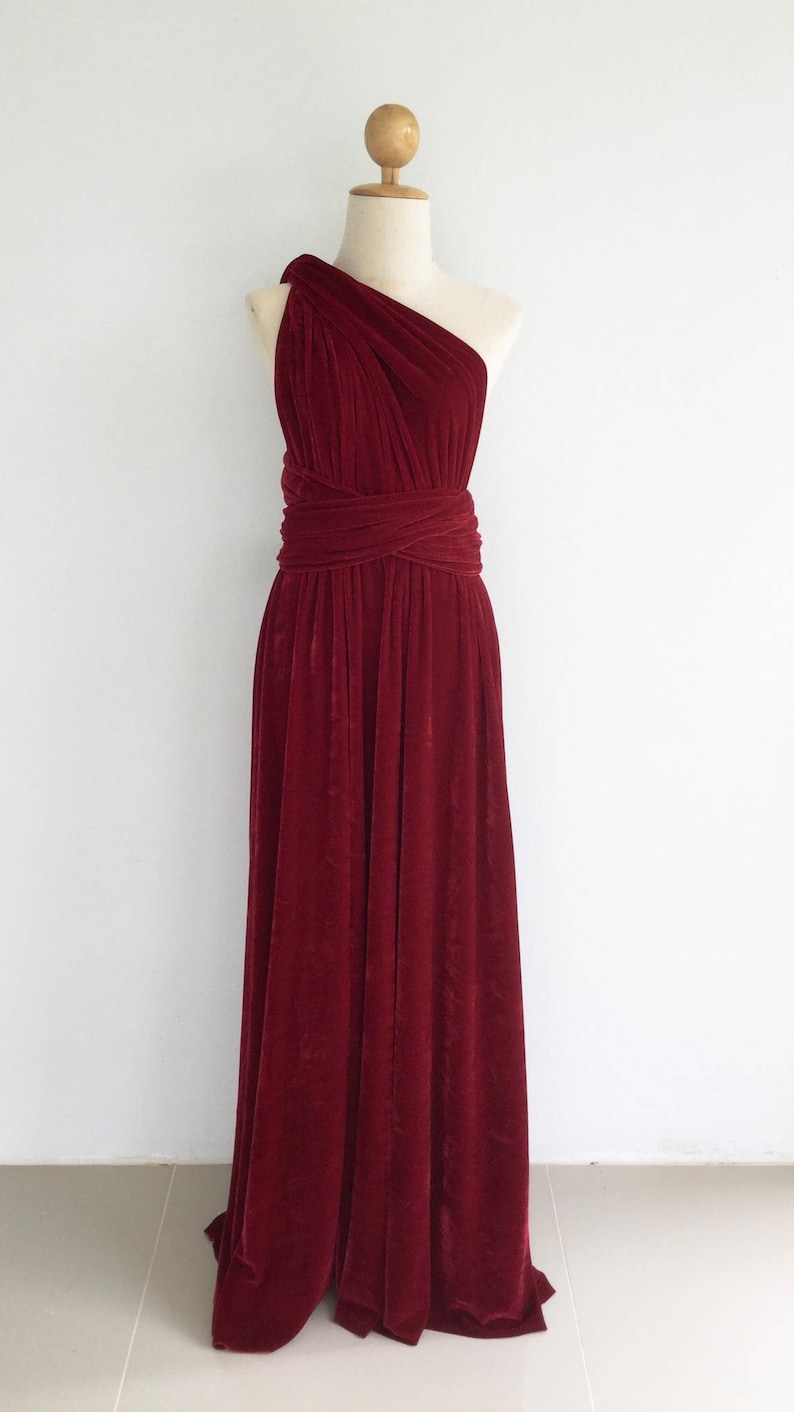 Plus Size Burgundy Velvet Dress Bridesmaid Dress Maxi infinity Dress Prom Dress Convertible Dress Wrap Dress