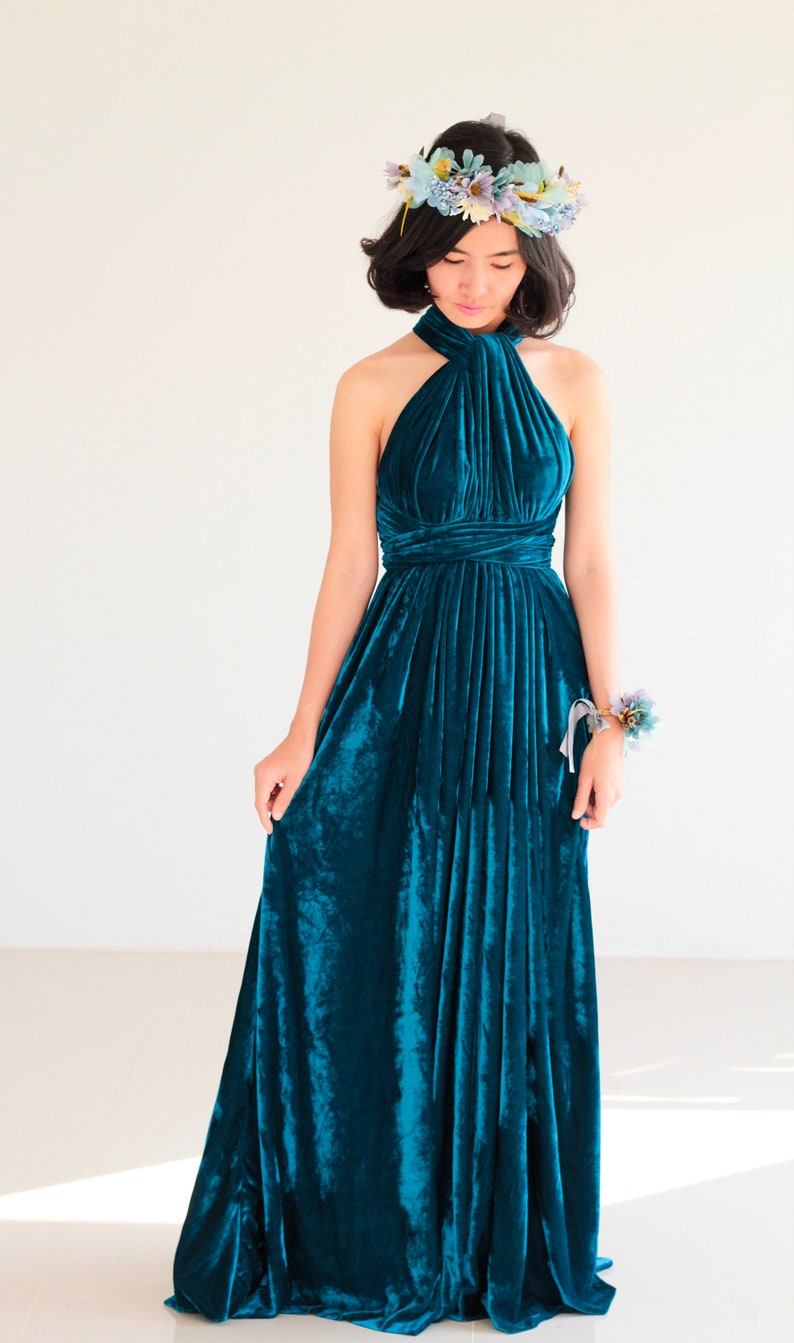 Teal Blue Velvet Bridesmaid Dress maternity infinity Dress Etsy