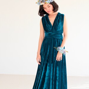 turquoise velvet dress