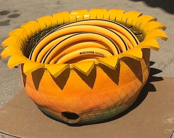 Medium Sunflower Hose Storage Pot Small - 25'-50' Hose