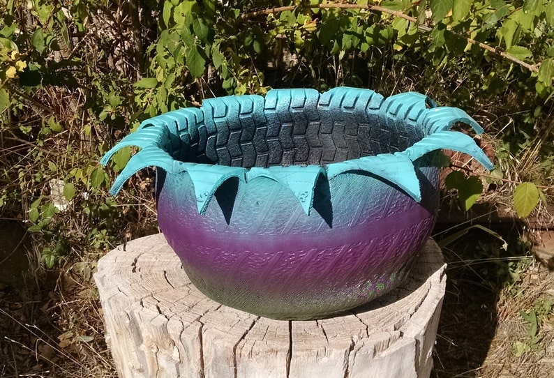ReTired Olive Purple Turquoise 15 Art Planter Upcycled Etsy
