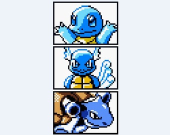 Squirtle Wartortle Blastoise Pokemon Cross Stitch Pattern