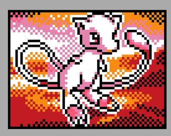 Mew (Gameboy Exclusive variation) Pokemon TCG Cross Stitch Pattern