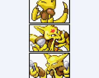 NEW VERSION Abra, Kadabra, Alakazam Pokemon Cross Stitch Pattern
