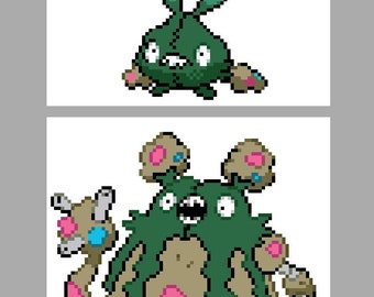 Trubbish & Garbador Sprites Easy Pokemon Cross Stitch Pattern + Bonus