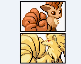 NEW VERSION Vulpix, Ninetails Pokemon Cross Stitch Pattern
