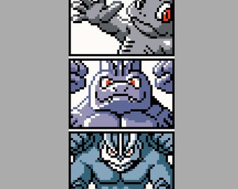 Machop, Machoke, & Machamp Pokemon Cross Stitch Pattern