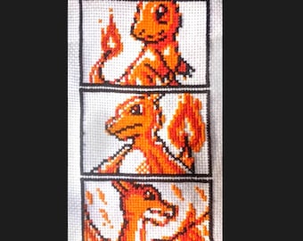 Charmander Charmeleon Charizard Pokemon Cross Stitch Pattern