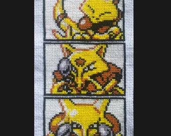Pokemon Cross Stitch Pattern: Abra, Kadabra, Alakazam!