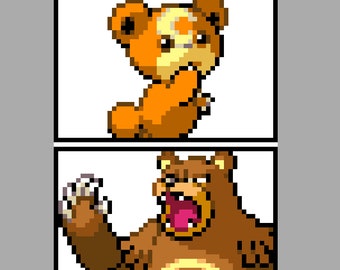 Teddiursa & Ursaring Portraits Pokemon Cross Stitch Pattern