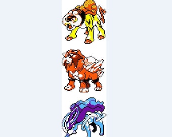 2nd Generation Legendary Beasts - Pokemon Cross Stitch Pattern - Etsy