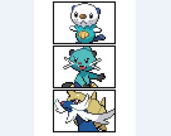 Oshawott, Dewott, Samurott Pokemon Cross Stitch Pattern