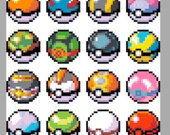Pokeball Icon Set Cross Stitch Pattern