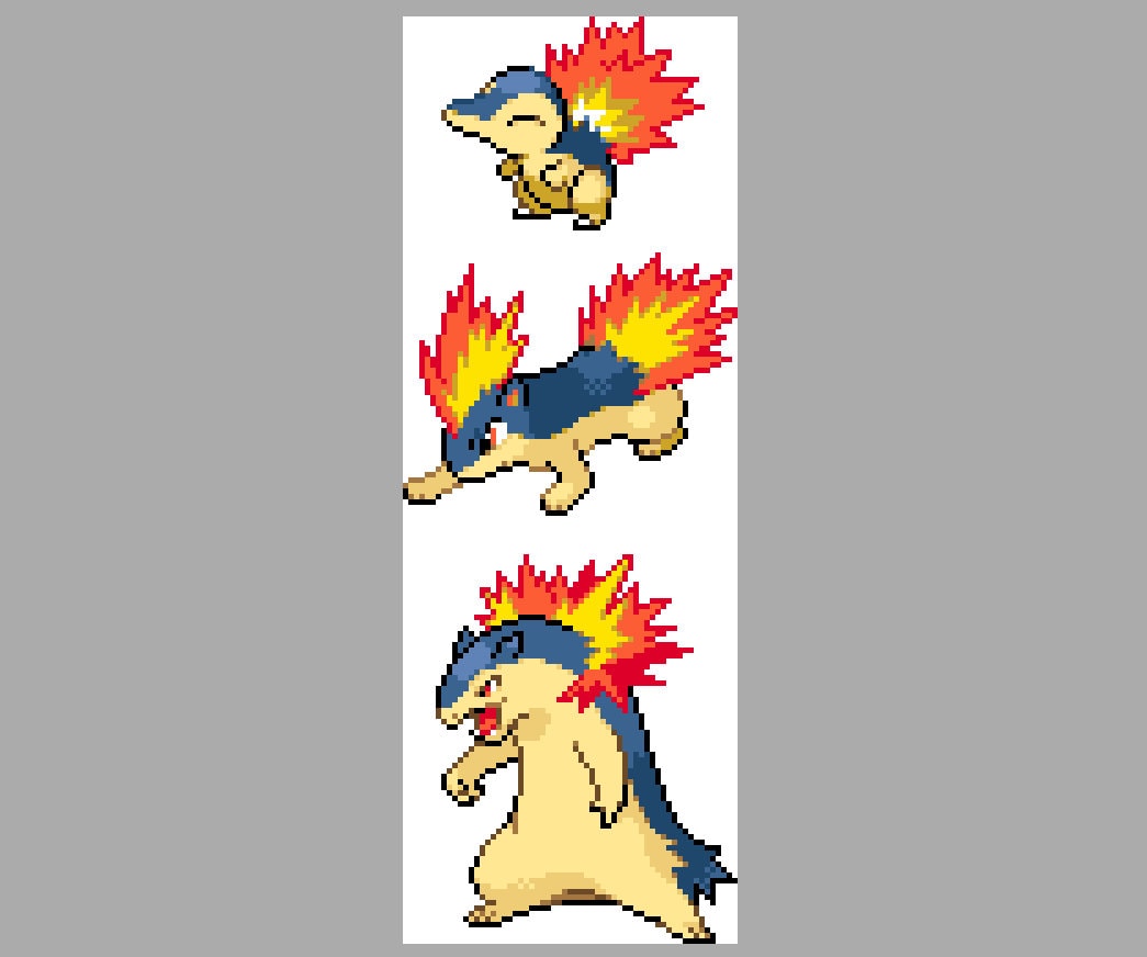 Cyndaquil Quilava Typhlosion Evolution Sprites Cross Stitch - Etsy