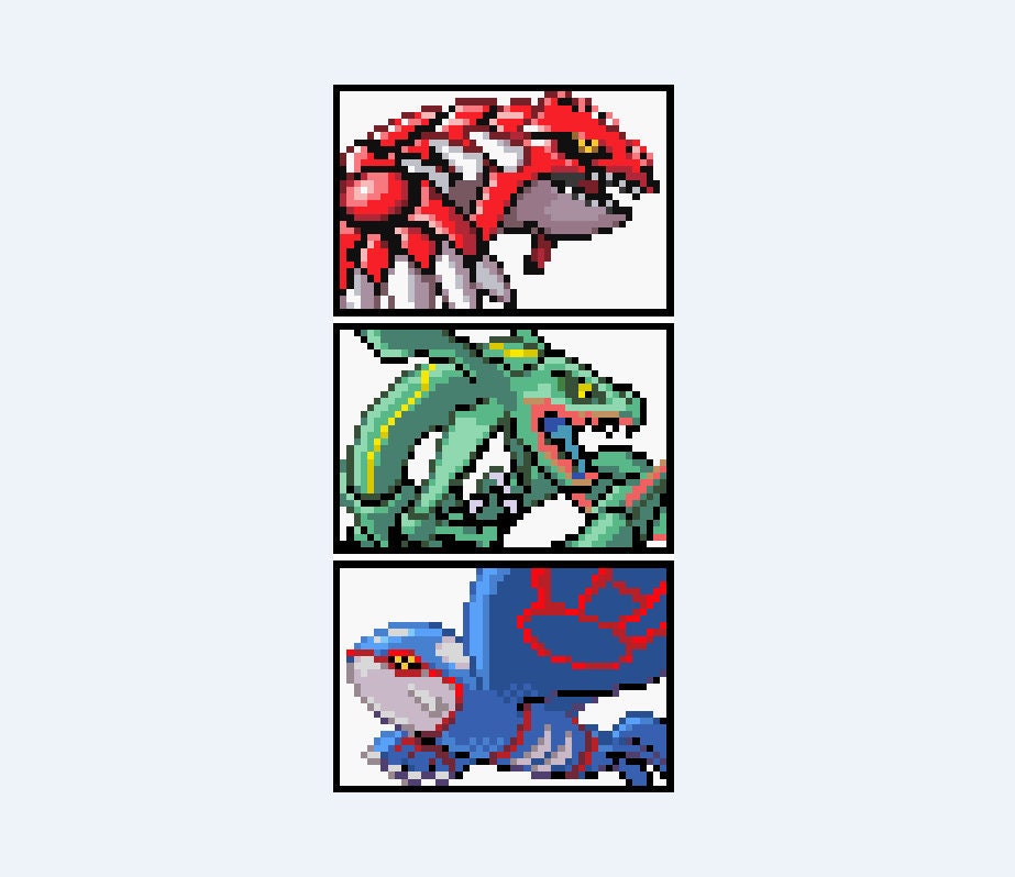 Rayquaza, Kyogre, Groudon, kyogre, rayquaza, ruby, sapphire, pokemon,  emerald, HD wallpaper