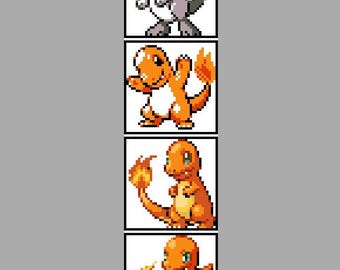 Charmander Through Generations Cross Stitch Pokemon Pattern