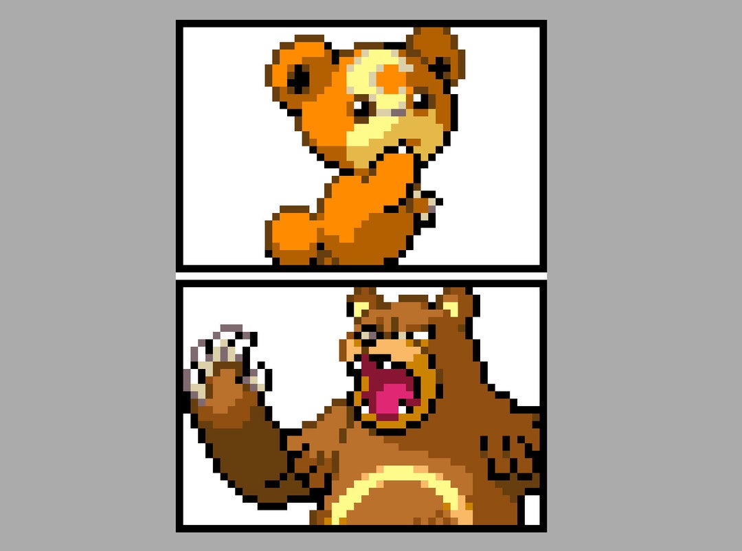 Teddiursa & Ursaring Portraits Pokemon Cross Stitch Pattern