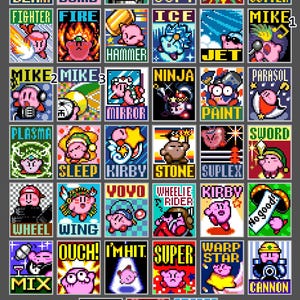 NEW & UPDATED! Choose from 39 easy Kirby Super Star (SNES) Cross Stitch Patterns