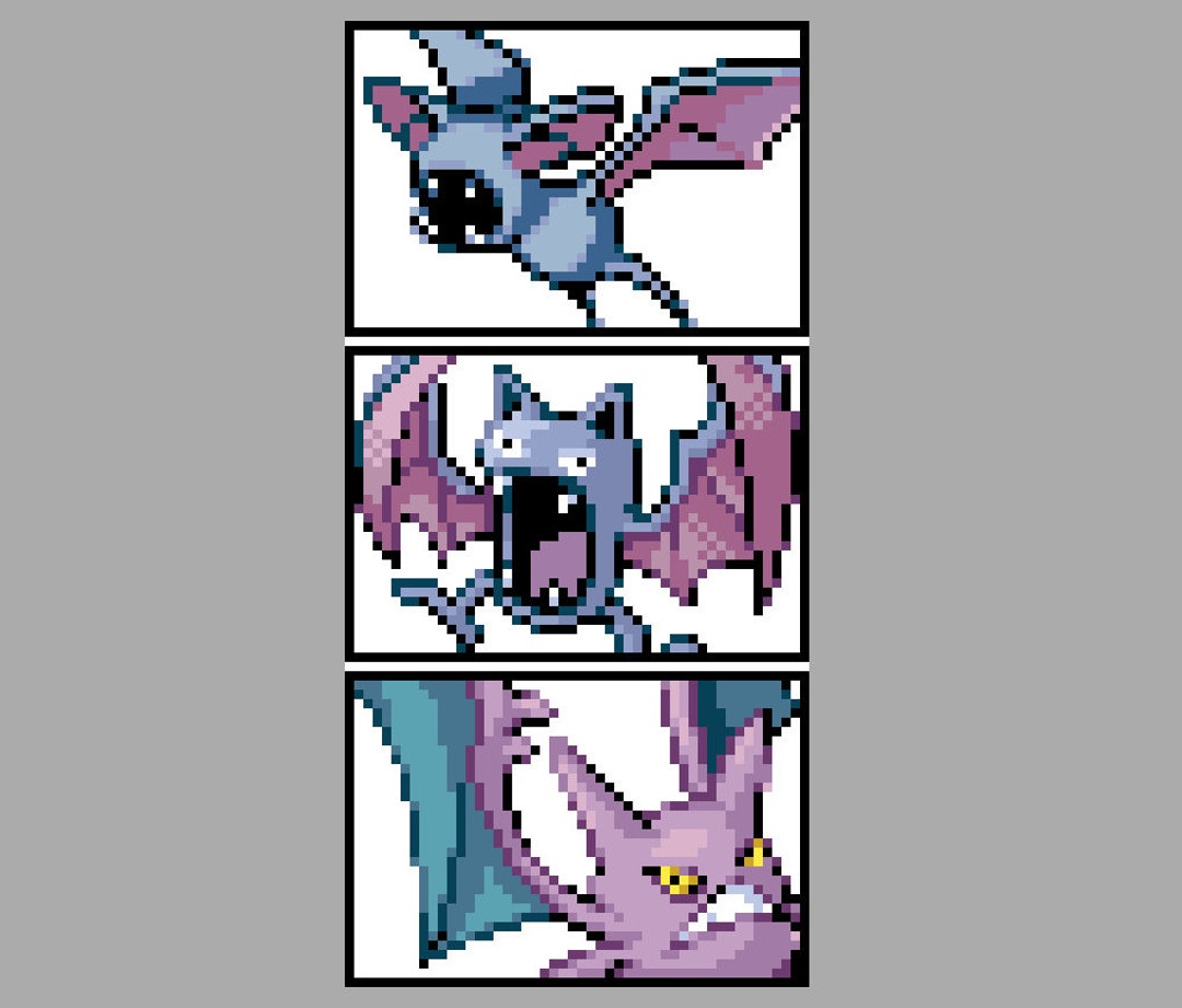 Zubat, Golbat, Crobat Pokemon Cross Stitch Pattern + Icons - Etsy