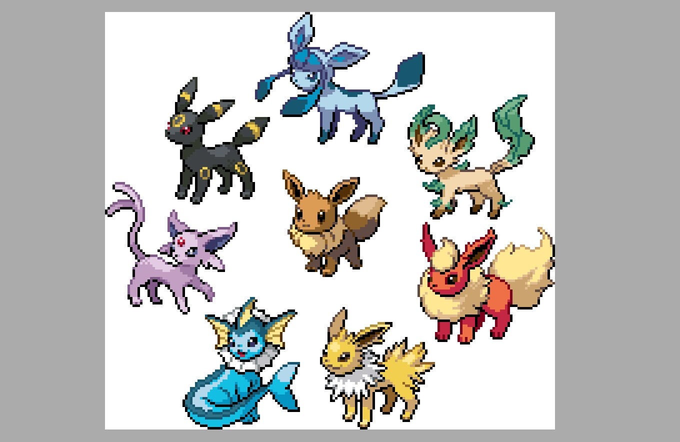Eevee Evolutions Circle - Pokemon Cross Stitch Pattern - Etsy, image size:1360x884