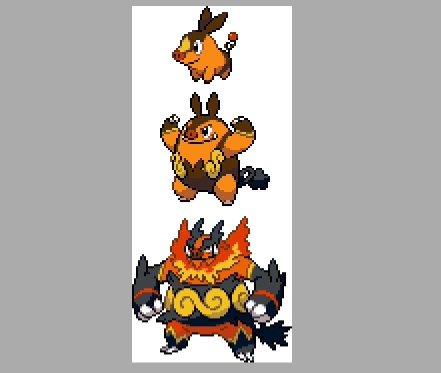 Tepig Pignite Emboar Evolution Sprites Cross Stitch Pattern - Etsy