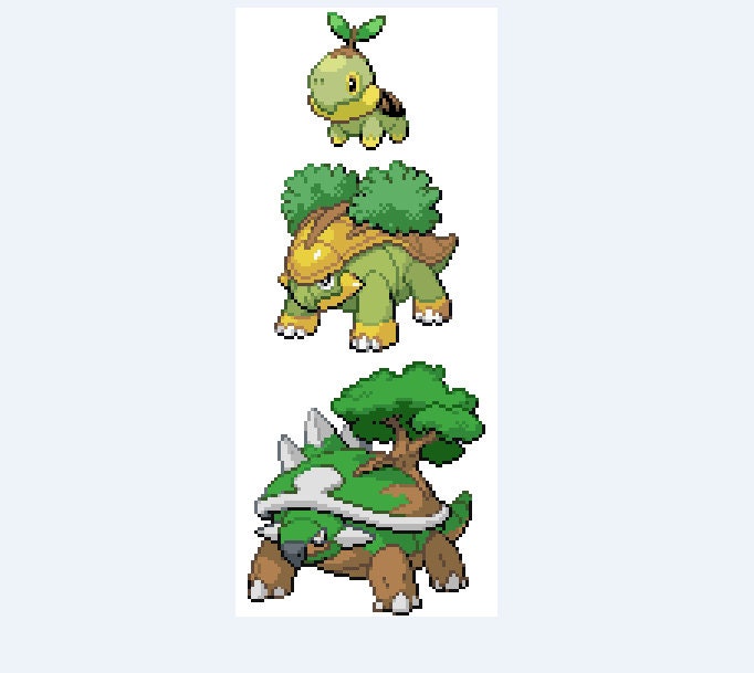 Turtwig Grotle Torterra Evolution Sprites Kreuzstich Muster Etsy