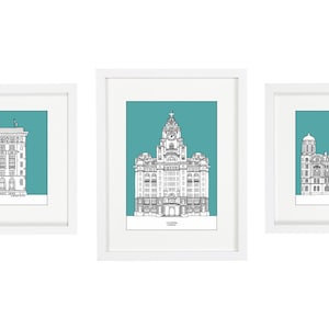 Liverpool Print Set | Three Graces Print Set | Liverpool Illustrations | Graduation Gift | Birthday Gift | Anniversary Gift