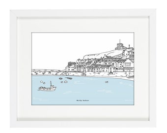 Whitby Harbour Print | Whitby Print | Coastal Prints | Nautical Prints | Coastal Art | Architectural Print