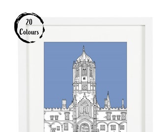 Oxford Christchurch Print | Oxford Print | Oxford Illustration | University Print | Graduation Gift | City Print | Birthday Gift