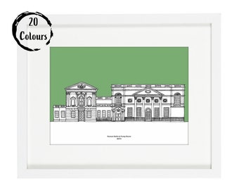 Bath Pump Room & Roman Baths | Bath Print | Bath Illustration | Bath Print | City Prints | Birthday Gift