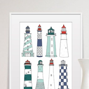 Lighthouse Print Coastal Prints Nautical Prints Bathroom Prints Coastal Art Seaside Art image 1