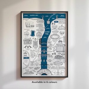 Newcastle City Map | Hand Drawn Newcastle Map | Newcastle Print | Gateshead Print | Graduation Gift