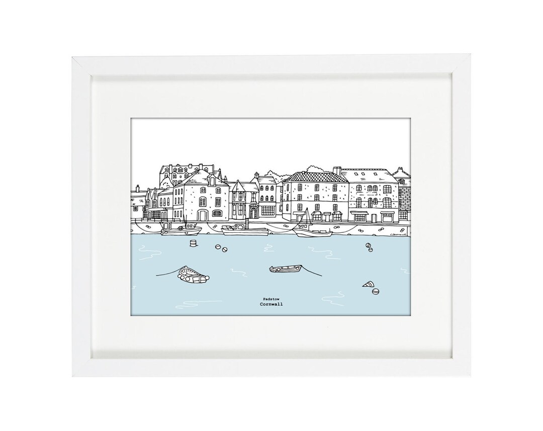 Padstow Harbour Print Cornwall Print Cornwall Illustration Coastal