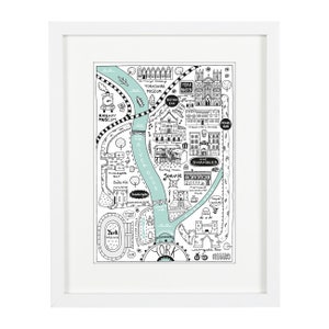 York City Map Hand Drawn York Map York Print York University Gift Birthday Gift Graduation Gift Pale Teal