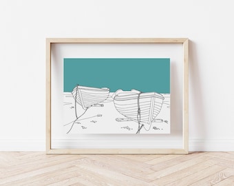Rowing Boat Print | Coastal Prints | Nautical Print | Bathroom Prints | Coastal Art | Seaside Art