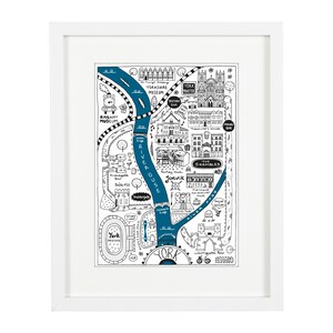 York City Map Hand Drawn York Map York Print York University Gift Birthday Gift Graduation Gift Petrol Blue