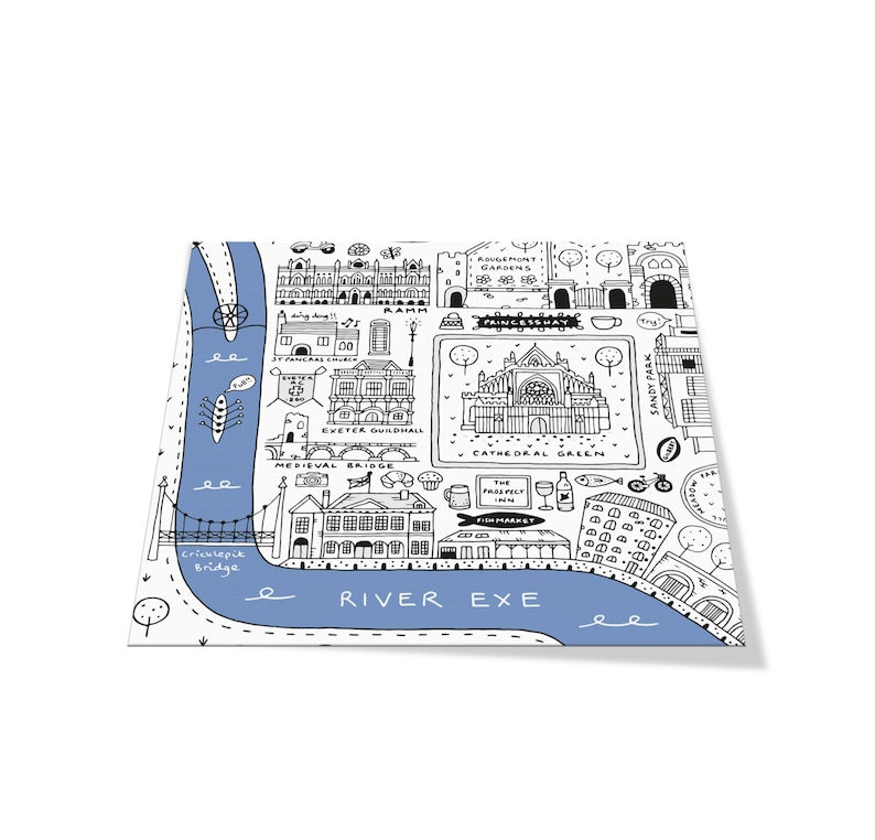 Exeter City Map | Hand Drawn Exeter Map | Exeter Print | Exeter ...