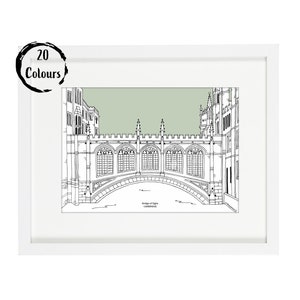 Cambridge Bridge of Sighs Print | Cambridge Print | Cambridge Illustration | City Prints | Birthday Gift