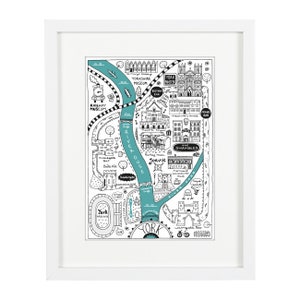 York City Map Hand Drawn York Map York Print York University Gift Birthday Gift Graduation Gift Teal