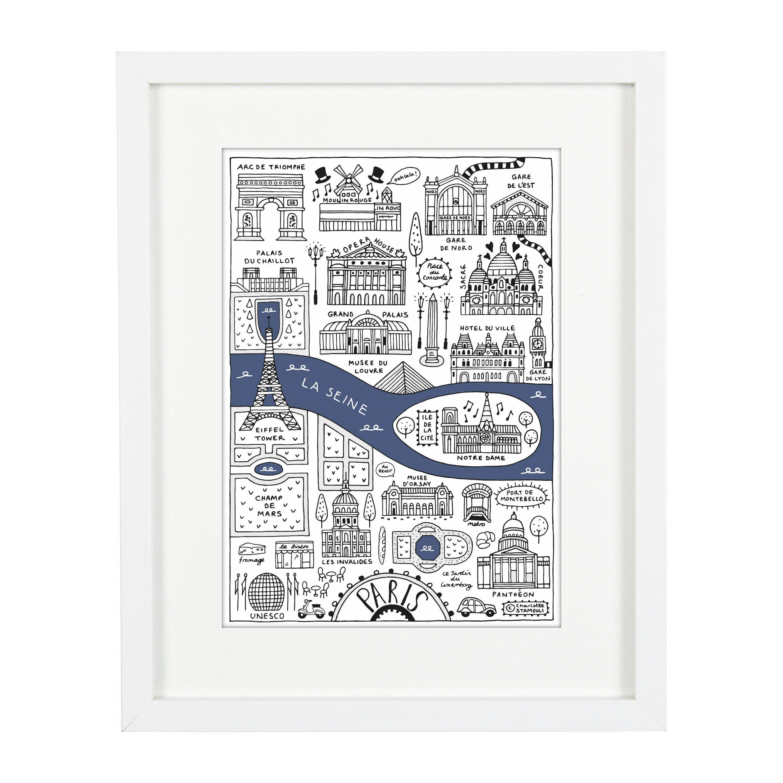 Paris City Map Illustrated Map of Paris Paris Print - Etsy