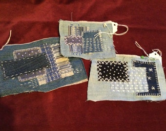 Boro denim hand stitched patches/ sashiko jeans patches