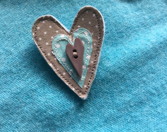 Heart shaped handmade brooch/ pin