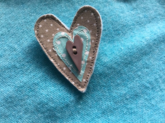 Heart shaped handmade brooch/ pin