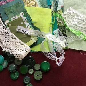 Slow stitch kit/collage kit/embroidery kit/fabric scraps/junk journal bundle