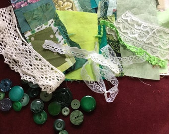 Slow stitch kit/collage kit/embroidery kit/fabric scraps/junk journal bundle